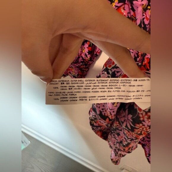 NWT Zara Floral Print Pink and Purple Long Sleeve Sundress Size M - Picture 11 of 11